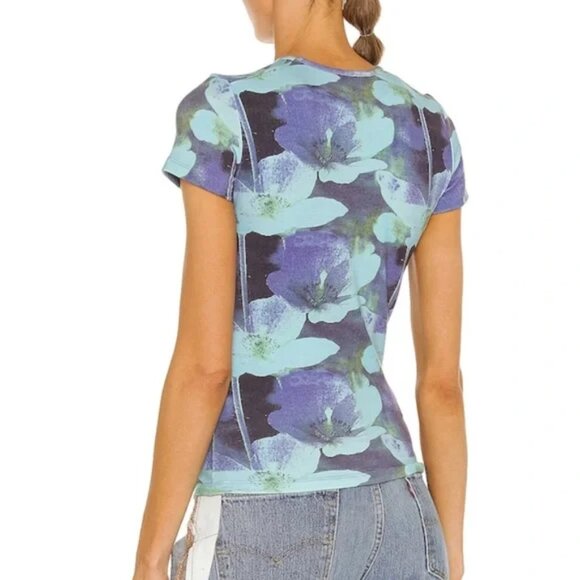 Miaou Tie Dye Abstract Baby Tee Purple and Blue Top - Picture 6 of 9